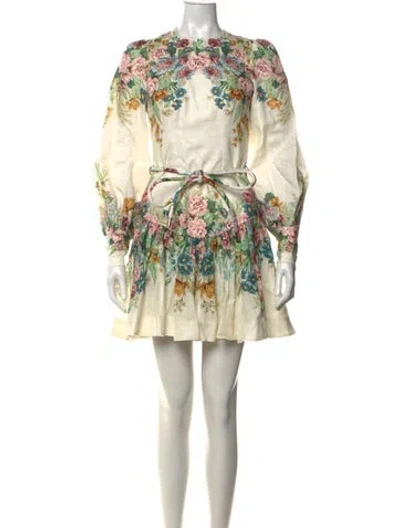 Pre-owned Zimmermann Linen Mini Dress In White