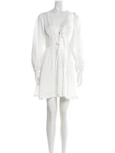 Pre-owned Zimmermann Linen Mini Dress In White