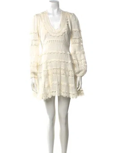 Pre-owned Zimmermann Linen Mini Dress In White