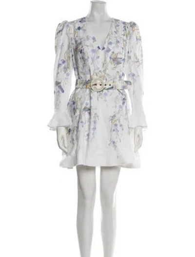 Pre-owned Zimmermann Linen Mini Dress In White