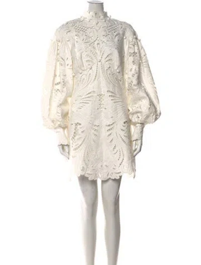 Pre-owned Zimmermann Linen Mini Dress In White