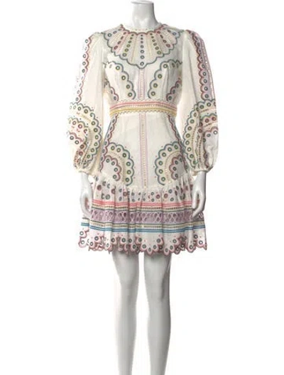 Pre-owned Zimmermann Linen Mini Dress In White