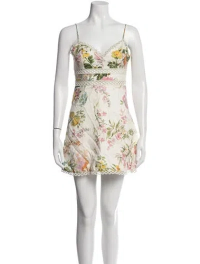 Pre-owned Zimmermann Linen Mini Dress In White
