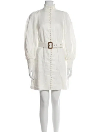 Pre-owned Zimmermann Linen Mini Dress In White