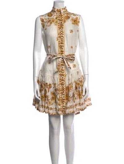 Pre-owned Zimmermann Linen Mini Dress In White