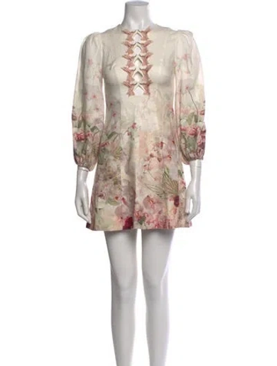 Pre-owned Zimmermann Linen Mini Dress In White