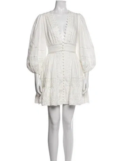 Pre-owned Zimmermann Linen Mini Dress In White