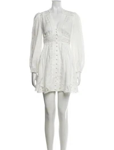 Pre-owned Zimmermann Linen Mini Dress In White