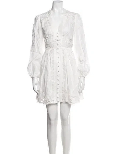 Pre-owned Zimmermann Linen Mini Dress In White