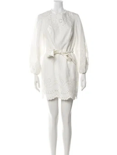 Pre-owned Zimmermann Linen Mini Dress In White