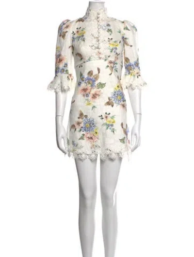 Pre-owned Zimmermann Linen Mini Dress In White