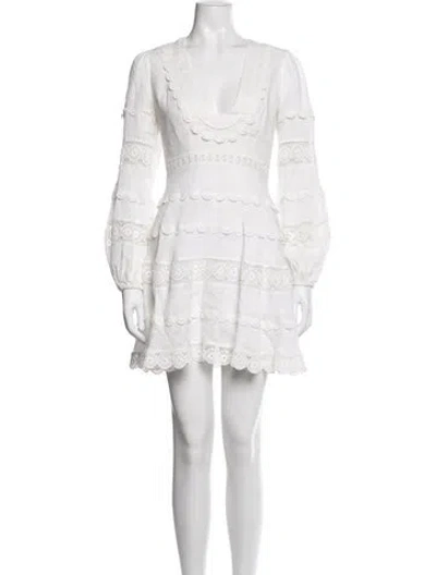 Pre-owned Zimmermann Linen Mini Dress In White