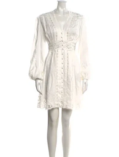 Pre-owned Zimmermann Linen Mini Dress In White
