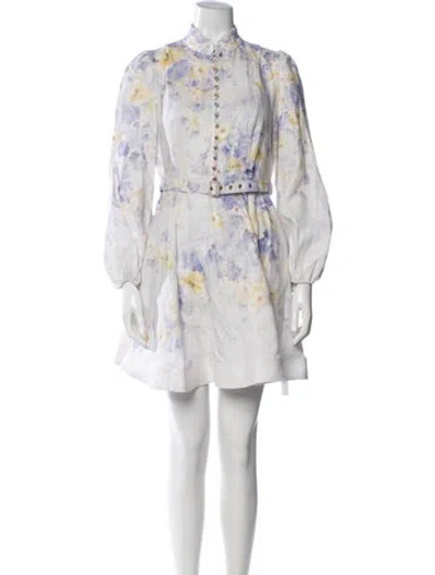 Pre-owned Zimmermann Linen Mini Dress In White