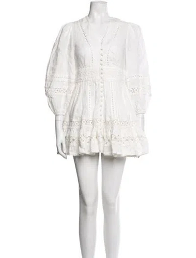 Pre-owned Zimmermann Linen Mini Dress In White