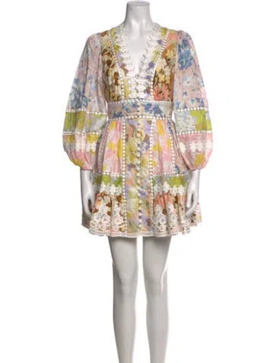 Pre-owned Zimmermann Linen Mini Dress In White