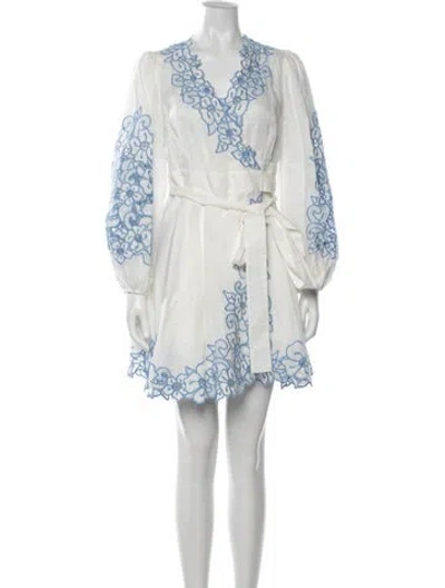 Pre-owned Zimmermann Linen Mini Dress In White