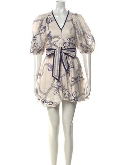 Pre-owned Zimmermann Linen Mini Dress In White