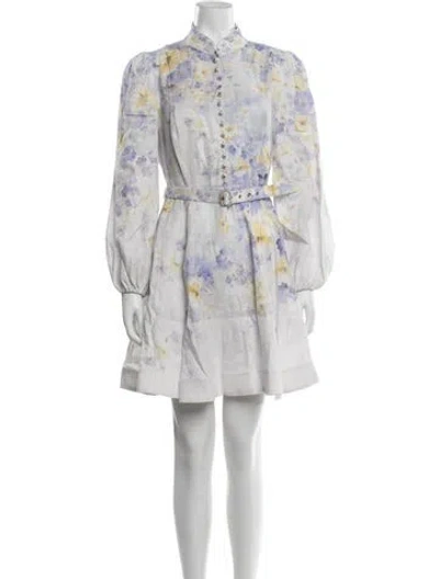 Pre-owned Zimmermann Linen Mini Dress In White