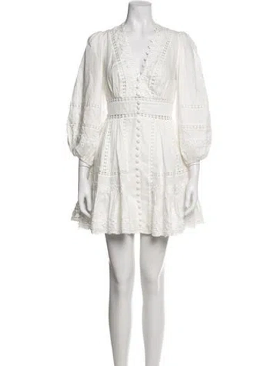 Pre-owned Zimmermann Linen Mini Dress In White