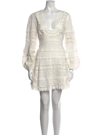 Pre-owned Zimmermann Linen Mini Dress In White
