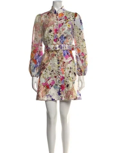 Pre-owned Zimmermann Linen Mini Dress In White