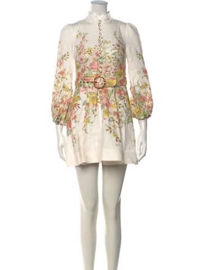 Pre-owned Zimmermann Linen Mini Dress In White