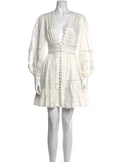 Pre-owned Zimmermann Linen Mini Dress In White