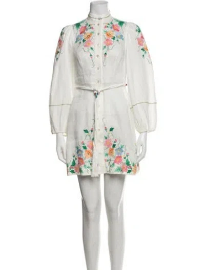Pre-owned Zimmermann Linen Mini Dress In White