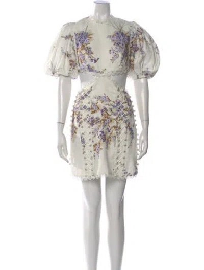 Pre-owned Zimmermann Linen Mini Dress In White