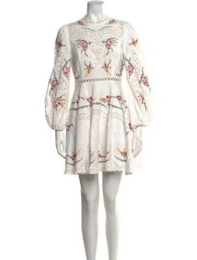 Pre-owned Zimmermann Linen Mini Dress In White