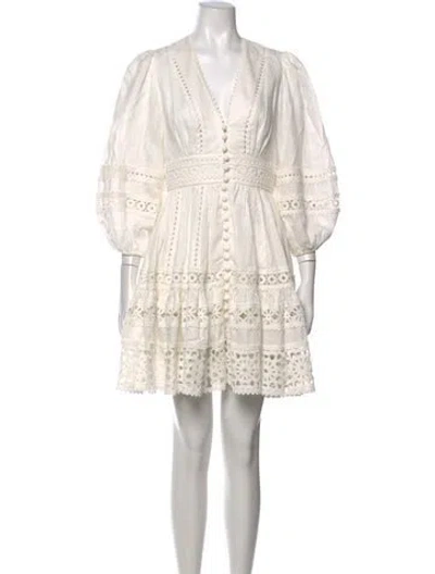 Pre-owned Zimmermann Linen Mini Dress In White