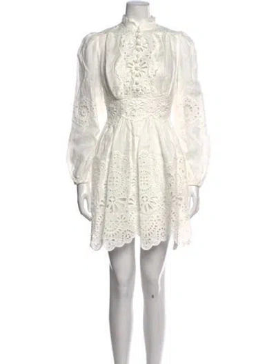Pre-owned Zimmermann Linen Mini Dress In White