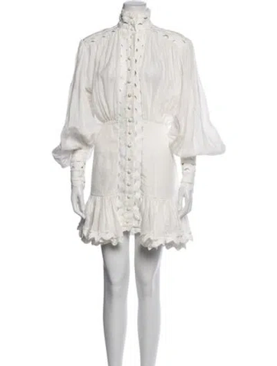 Pre-owned Zimmermann Linen Mini Dress In White