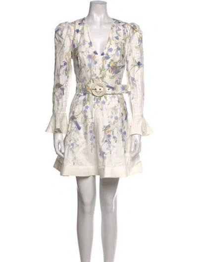 Pre-owned Zimmermann Linen Mini Dress In White