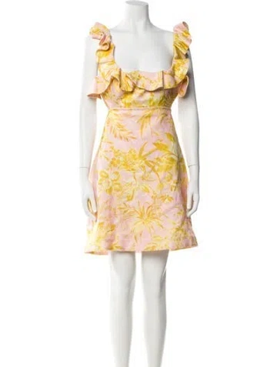 Pre-owned Zimmermann Linen Mini Dress In White/yellow