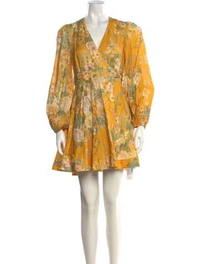 Pre-owned Zimmermann Linen Mini Dress In Yellow