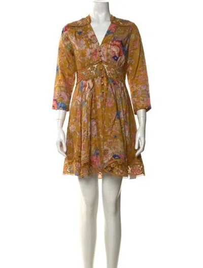 Pre-owned Zimmermann Linen Mini Dress In Yellow