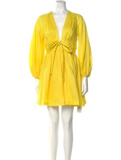 Pre-owned Zimmermann Linen Mini Dress In Yellow
