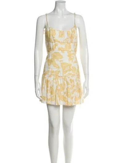 Pre-owned Zimmermann Linen Mini Dress In Yellow