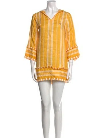 Pre-owned Zimmermann Linen Mini Dress In Yellow