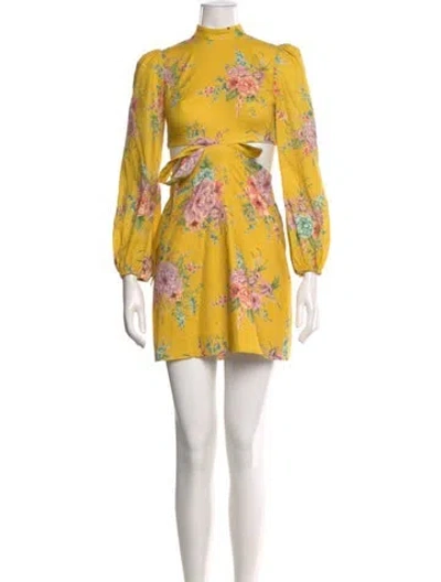 Pre-owned Zimmermann Linen Mini Dress In Yellow