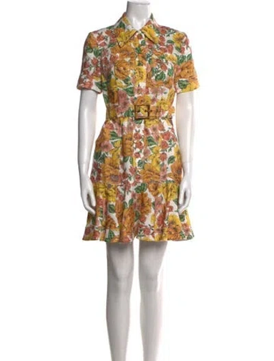 Pre-owned Zimmermann Linen Mini Dress In Yellow
