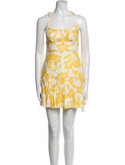 Pre-owned Zimmermann Linen Mini Dress In Yellow