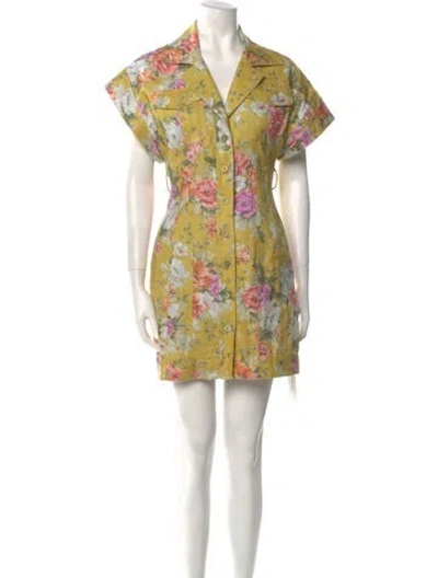 Pre-owned Zimmermann Linen Mini Dress In Yellow