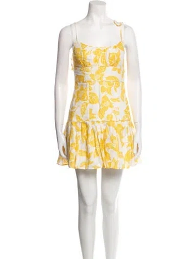 Pre-owned Zimmermann Linen Mini Dress In Yellow