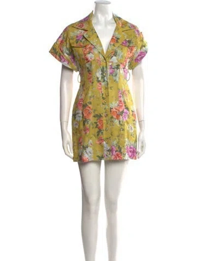 Pre-owned Zimmermann Linen Mini Dress In Yellow