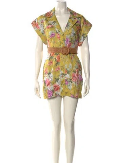 Pre-owned Zimmermann Linen Mini Dress In Yellow
