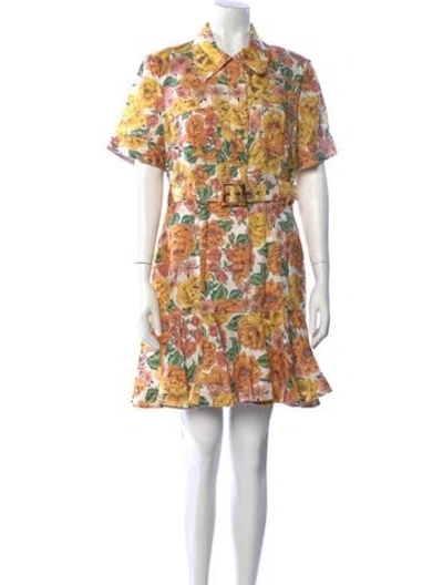 Pre-owned Zimmermann Linen Mini Dress In Yellow