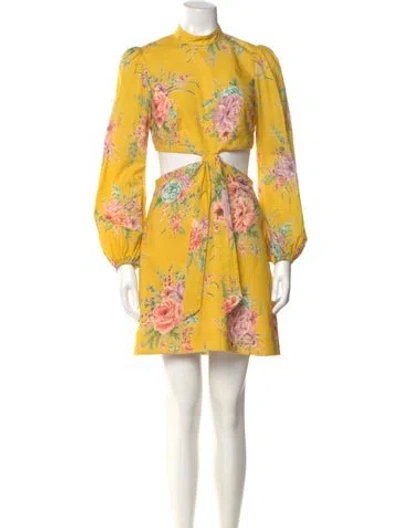 Pre-owned Zimmermann Linen Mini Dress In Yellow